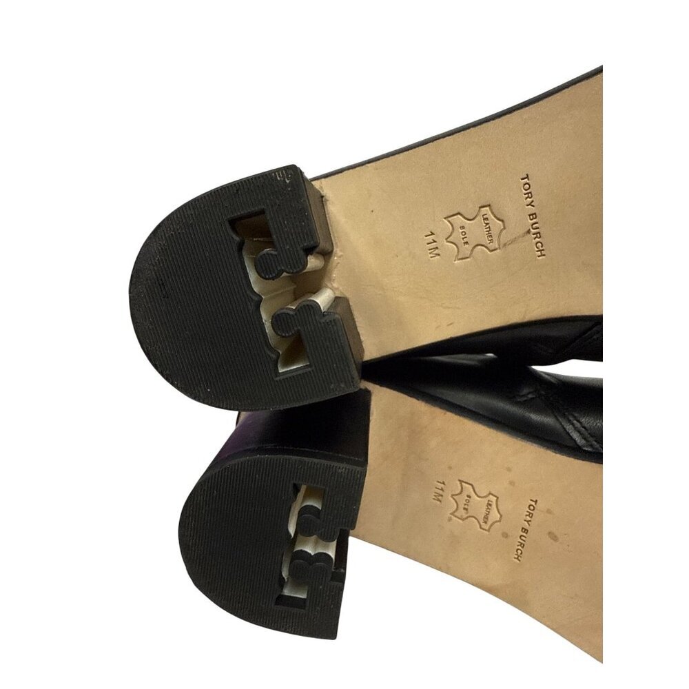 Tory Burch Brooke Stamped Women's Boots Ankle Black Leather Heeled Zip Size 11 - Picture 9 of 11